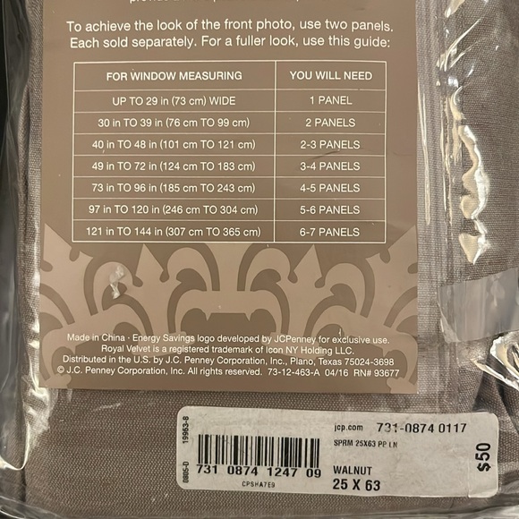 Royal Velvet Walnut Pinch-Pleat Back Tab Curtain Panel Supreme 25 in x 63 in. - Picture 4 of 5